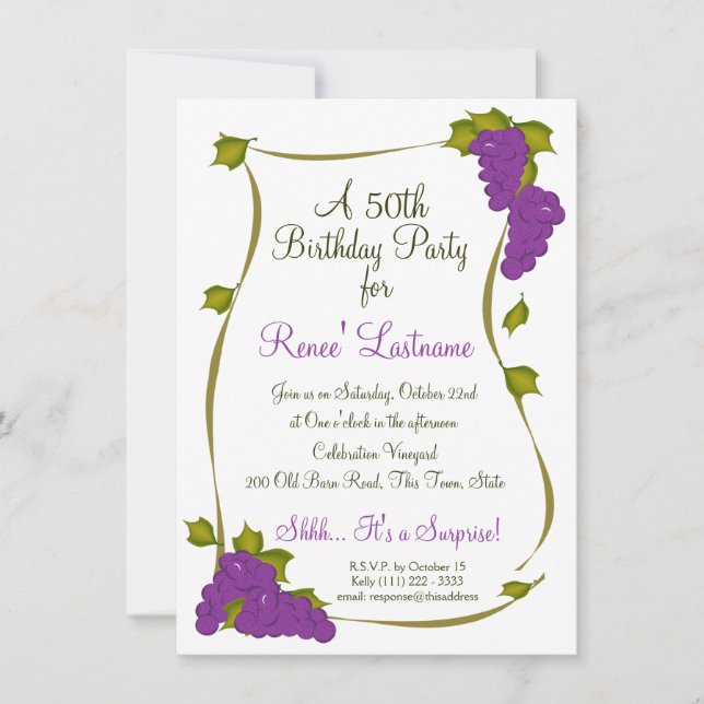 Convites Colheita de Uvas 50º Aniversário (Frente)