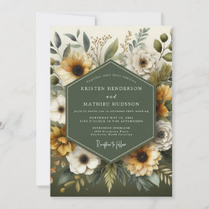 Convites Colheita Dourada de Sage em Flor no Casamento