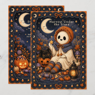 Convites Colheita Sob as Estrelas Porta ou Trate no Hallowe