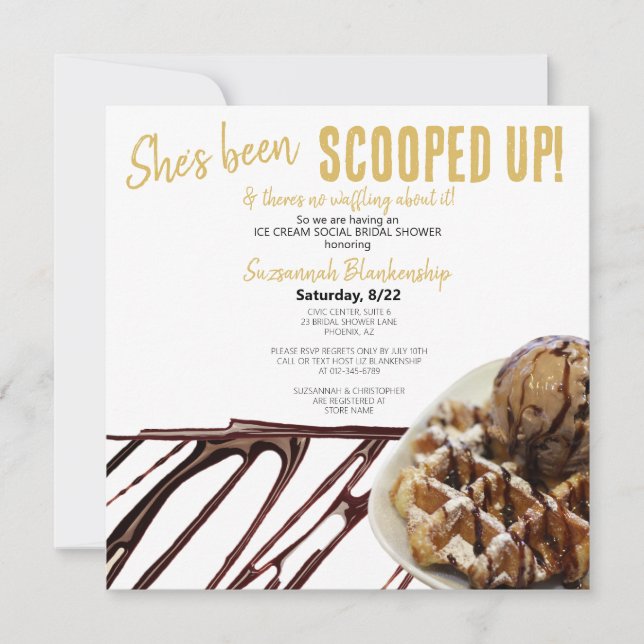 Convites Colher de Sorvete de Chocolate em Bridal Shower de (Frente)
