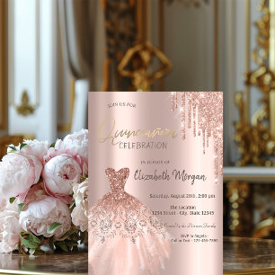 Convites Colírio Dourado de rosa Quinceañera Invitati
