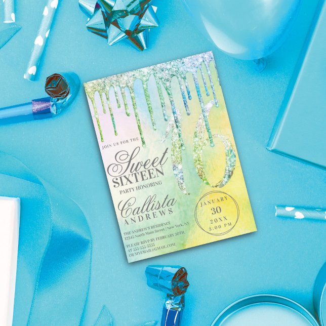 Convites Colírio Holográfico Sereia Doce 16 (Criador carregado)