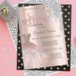 Convites Colírio prateado legal,Rosa de vestir Dourado Swee<br><div class="desc">Vestidos elegantes de prata e brilho prateado pingam em um fundo de ouro rosa.</div>