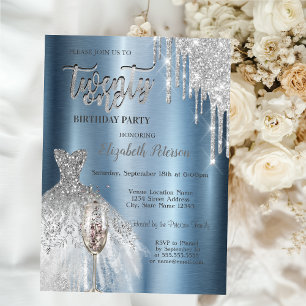 Convites Colírio, Vidro De Vinho De Vestido 21 ruas Azuis M