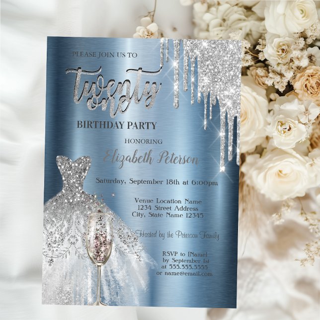 Convites Colírio, Vidro De Vinho De Vestido 21 ruas Azuis M (Criador carregado)