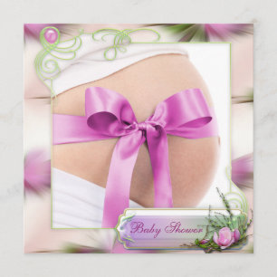 Convites Colisão do bebê com o chá de fraldas cor-de-ros