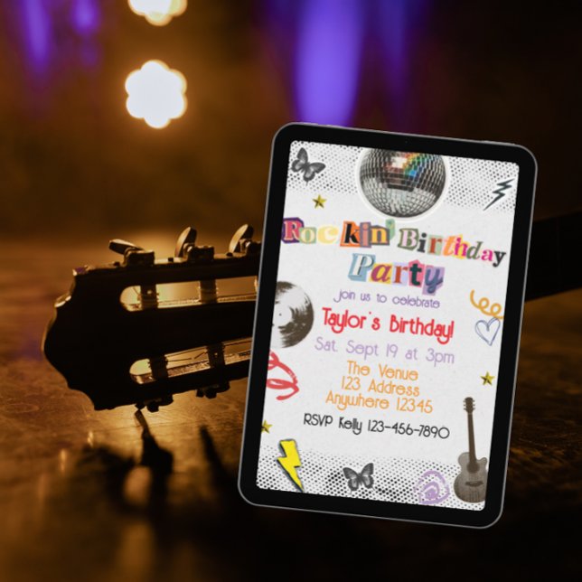 Convites Collage Cut Out Rockstar Birthday (Criador carregado)