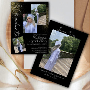 Convites Collage Faux Glitter College Segundo grau Graduaçã