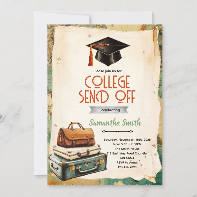 Convites College Send Off party Invitation  (Frente)