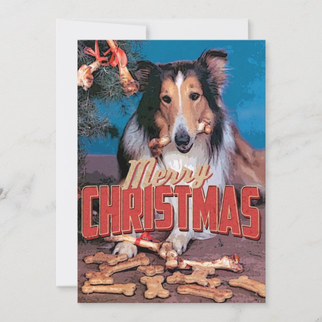 Convites Collie Dog Christmas (Frente)