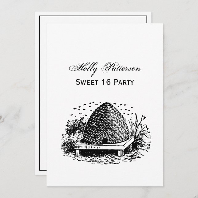 Convites Colmeia de abelhas #1 Heraldic Vintage (Frente/Verso)