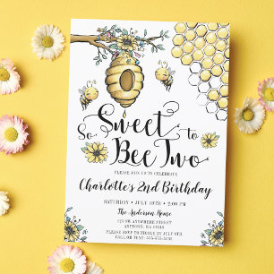 Convites Colmeia de Mel Floral Abelha tão Doce 2º Aniversár