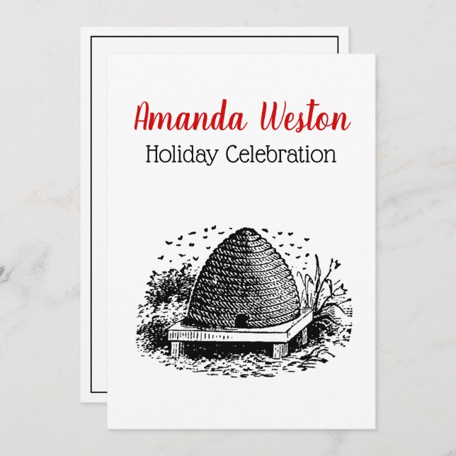 Convites Colmeia e Abelhas #1 Heráldica Vintage (Frente/Verso)