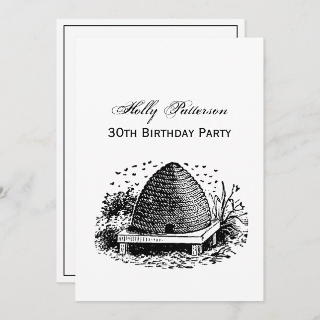 Convites Colmeia e Abelhas #1 Heráldica Vintage (Frente/Verso)