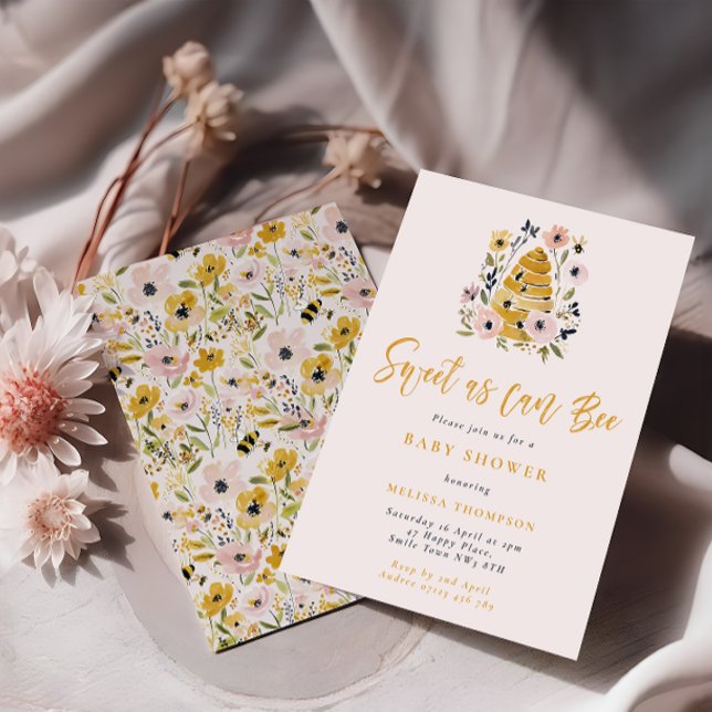 Convites Colmeia Floral Doce Como Abelha Festa de Bebê (Criador carregado)