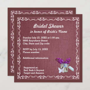 Convites Colmeia Vermelha, Flores Roxas, Chá de panela De J