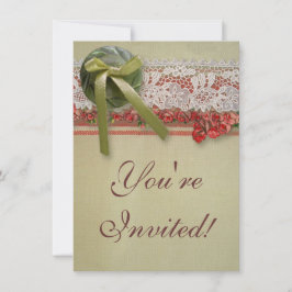 Convites Colmeia Vermelha Rústica Rústica de Rosa antigo