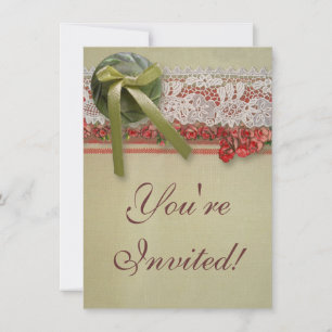 Convites Colmeia Vermelha Rústica Rústica de Rosa antigo