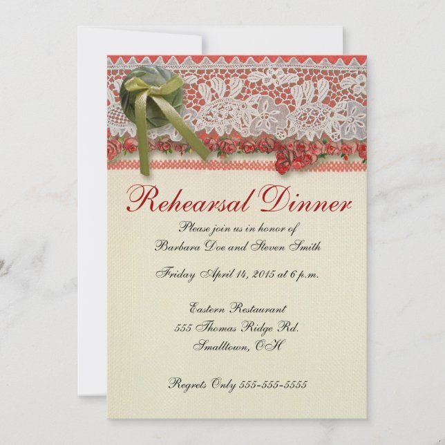 Convites Colmeia Vermelha Rústica Rústica de Rosa antigo (Frente)