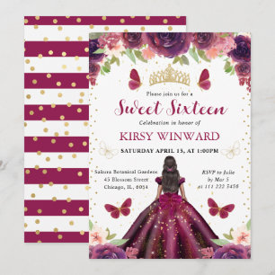 Convites Colo de ameixa Dark Skin Princess Sweet 16