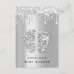 Convites Coloca Chá de fraldas com brilho SilverGarota Cinz