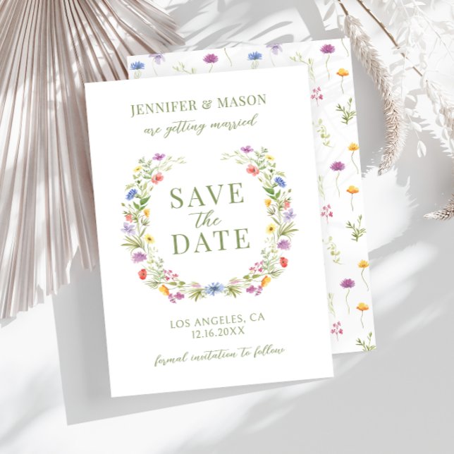 Convites Coloful flor silvestre boêmica rústica Salve a Dat (Criador carregado)