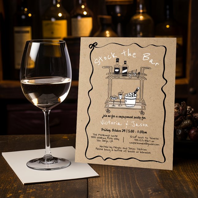 Convites Coloque a festa de noivado do bar do coquetel do B (Criador carregado)