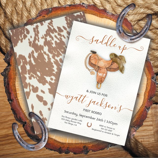 Convites Coloque a primeira Festa de aniversário Rodeo Cowb (Criador carregado)