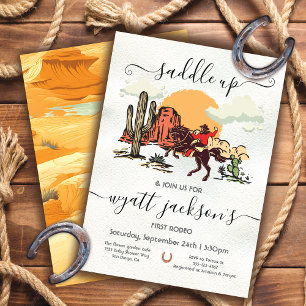 Convites Coloque a primeira Festa de aniversário Rodeo Cowb