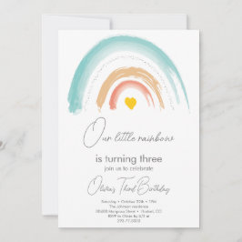 Convites Coloque nossa pequena Festa de aniversário arco-ír
