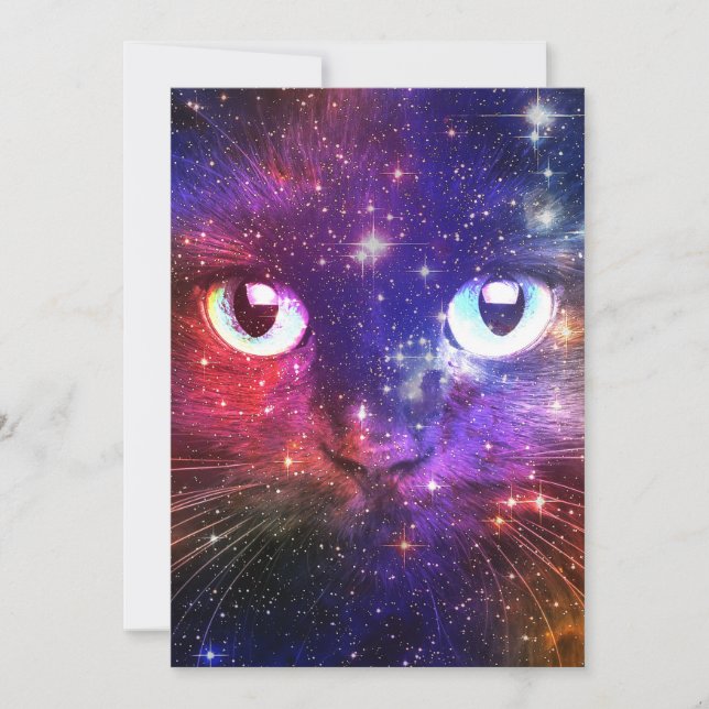 Convites Color Burst Galaxy Cat  (Frente)