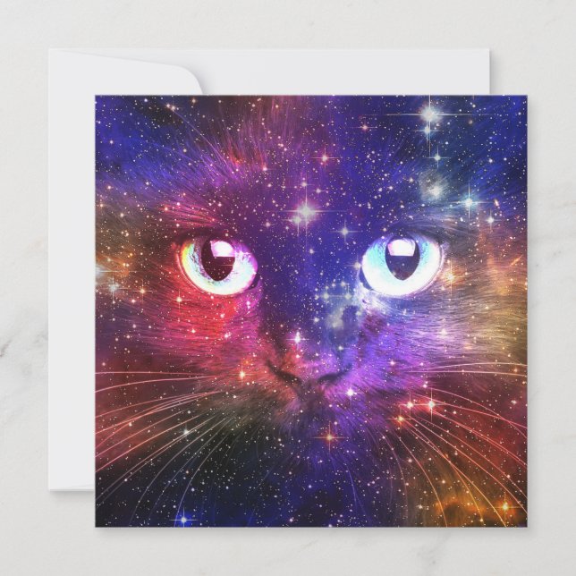 Convites Color Burst Galaxy Cat  (Frente)