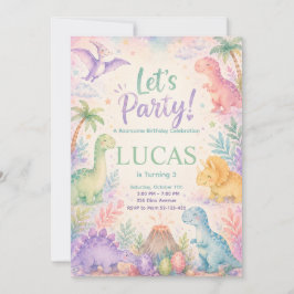 Convites Color Dinosaur Birthday Invitation Editable