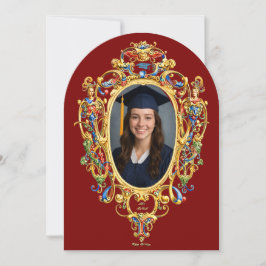 Convites Color Rococo Cartouche Photo Template Graduation