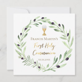 Convites coloração aquosa da oliveira Primeira Comunhão Sag