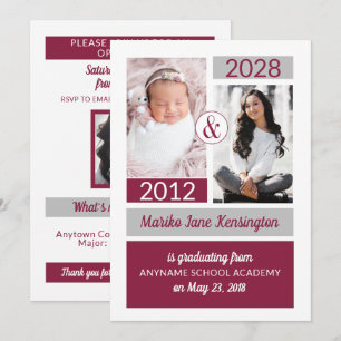 Convites Coloração da escola de Burgundy, então e agora gra