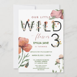 Convites Coloração d'água rosa Pequenas Poppias aniversário