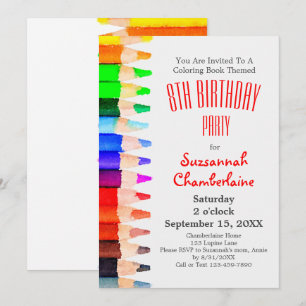 Convites Coloração do Tema Aniversário de criança do Ra