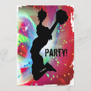 Convites Colorburst circular com cheerleader