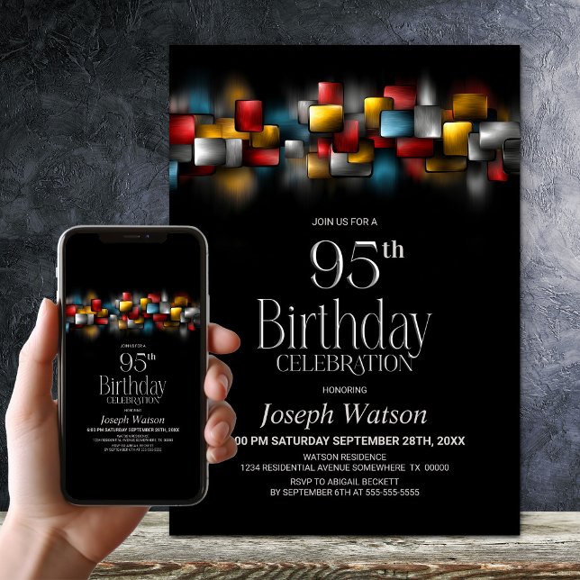 Convites Colorful Abstract 95th Birthday Party (Criador carregado)