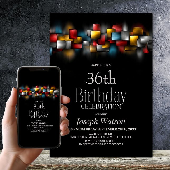 Convites Colorful Abstract Any Age Birthday Party (Criador carregado)