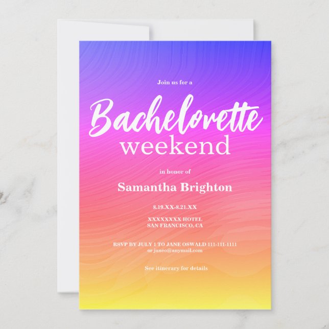 Convites Colorful Abstract Weekend Bachelorette  Invitation (Frente)