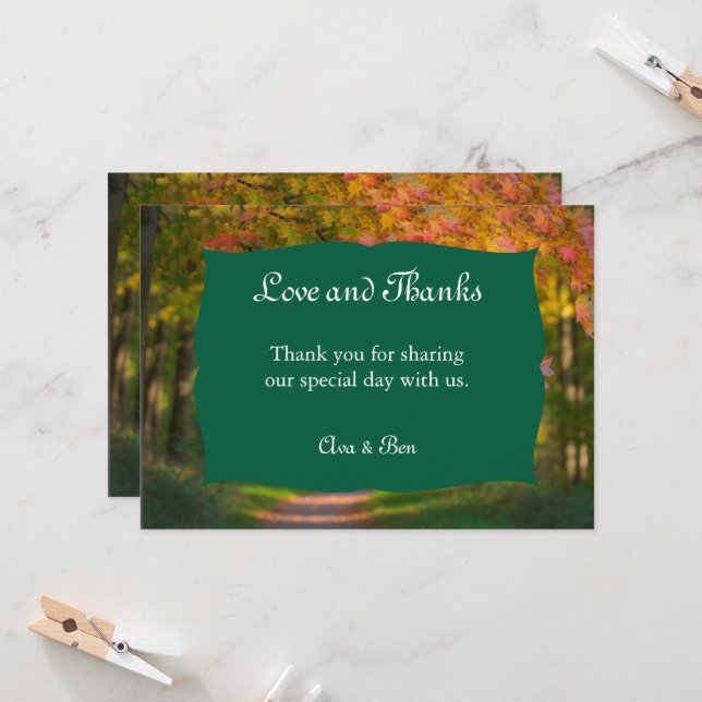 Convites Colorful Autumn Day Wedding Thank You Card (Frente/Verso In Situ)