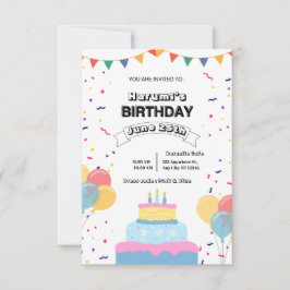 Convites Colorful Birthday Party Invitation
