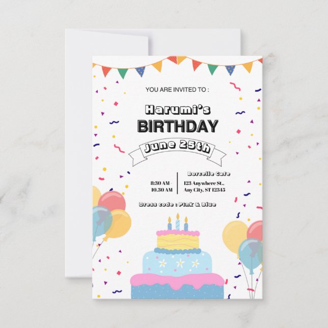 Convites Colorful Birthday Party Invitation (Frente)