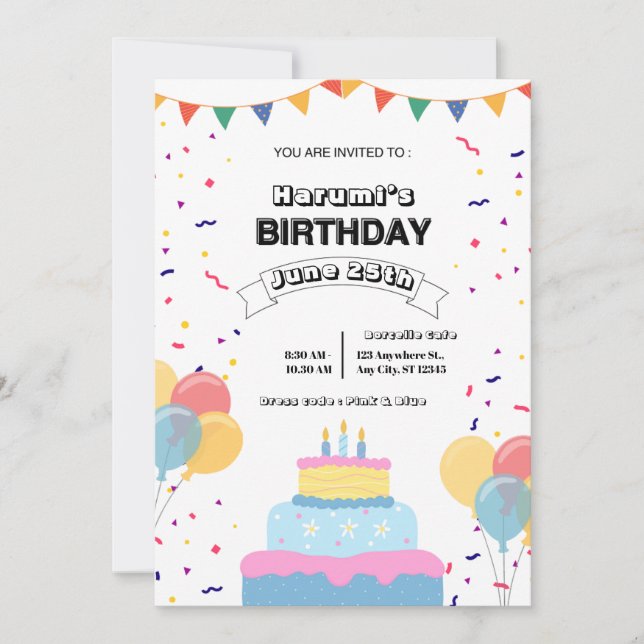 Convites Colorful Birthday Party Invitation (Frente)