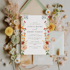Convites Colorful Bold Wildflowers Wedding