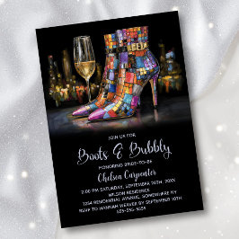 Convites Colorful Boots and Bubbly Bridal Shower
