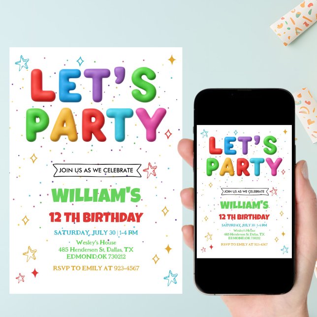 Convites Colorful Bright Birthday Party Invitation (Criador carregado)