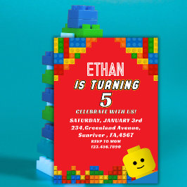 Convites Colorful Building Blocks Birthday Kids Party